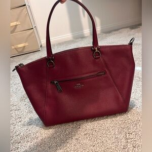 Vintage Coach pebble leather prairie satchel in gunmetal/dark berry